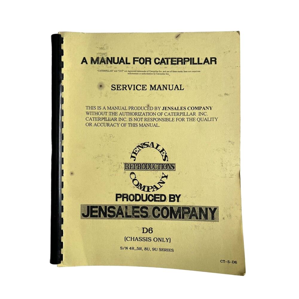 Caterpillar D6 D-6 Diesel Operator Chassis Manual